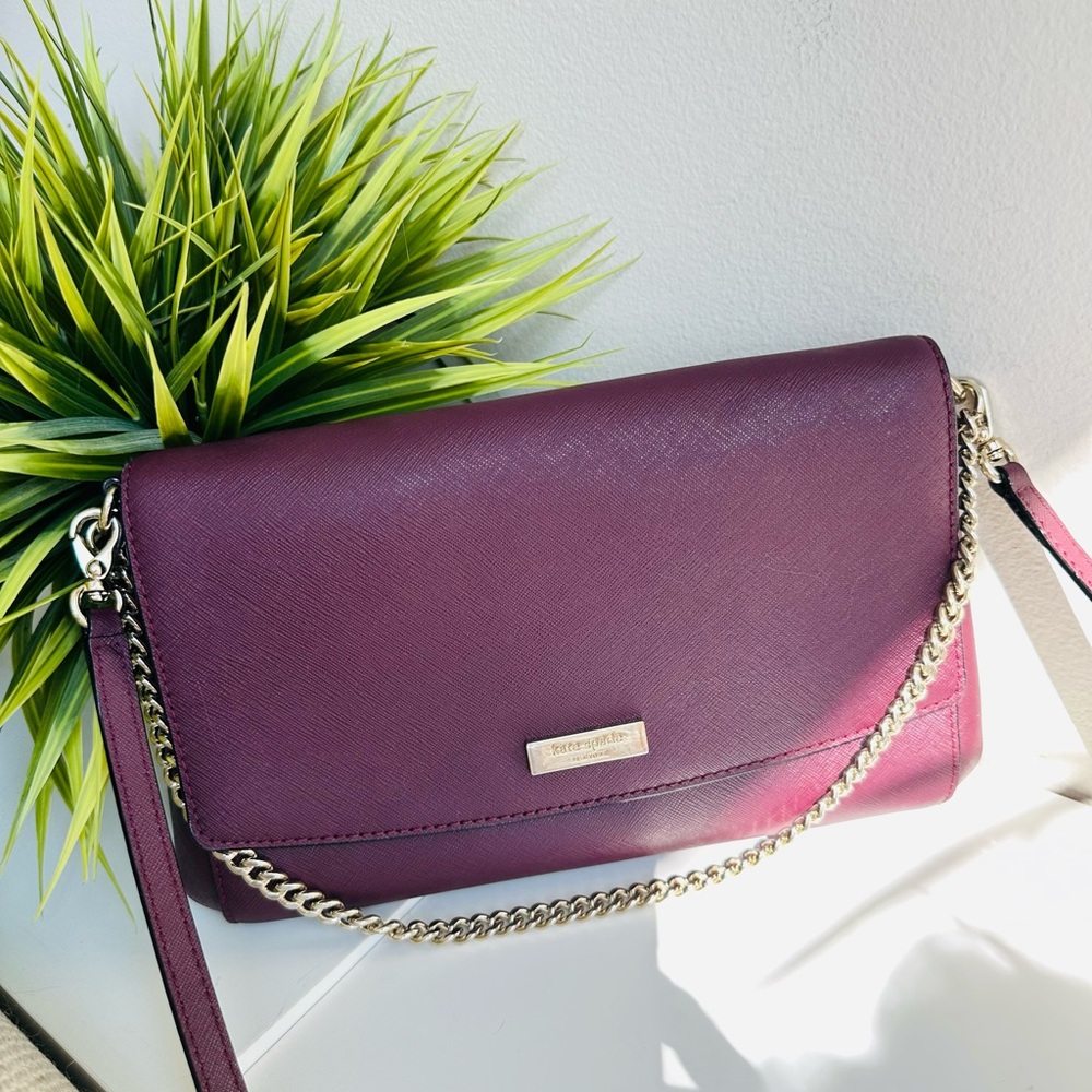 Kate Spade| Burgundy Crossbody Bag with Chain